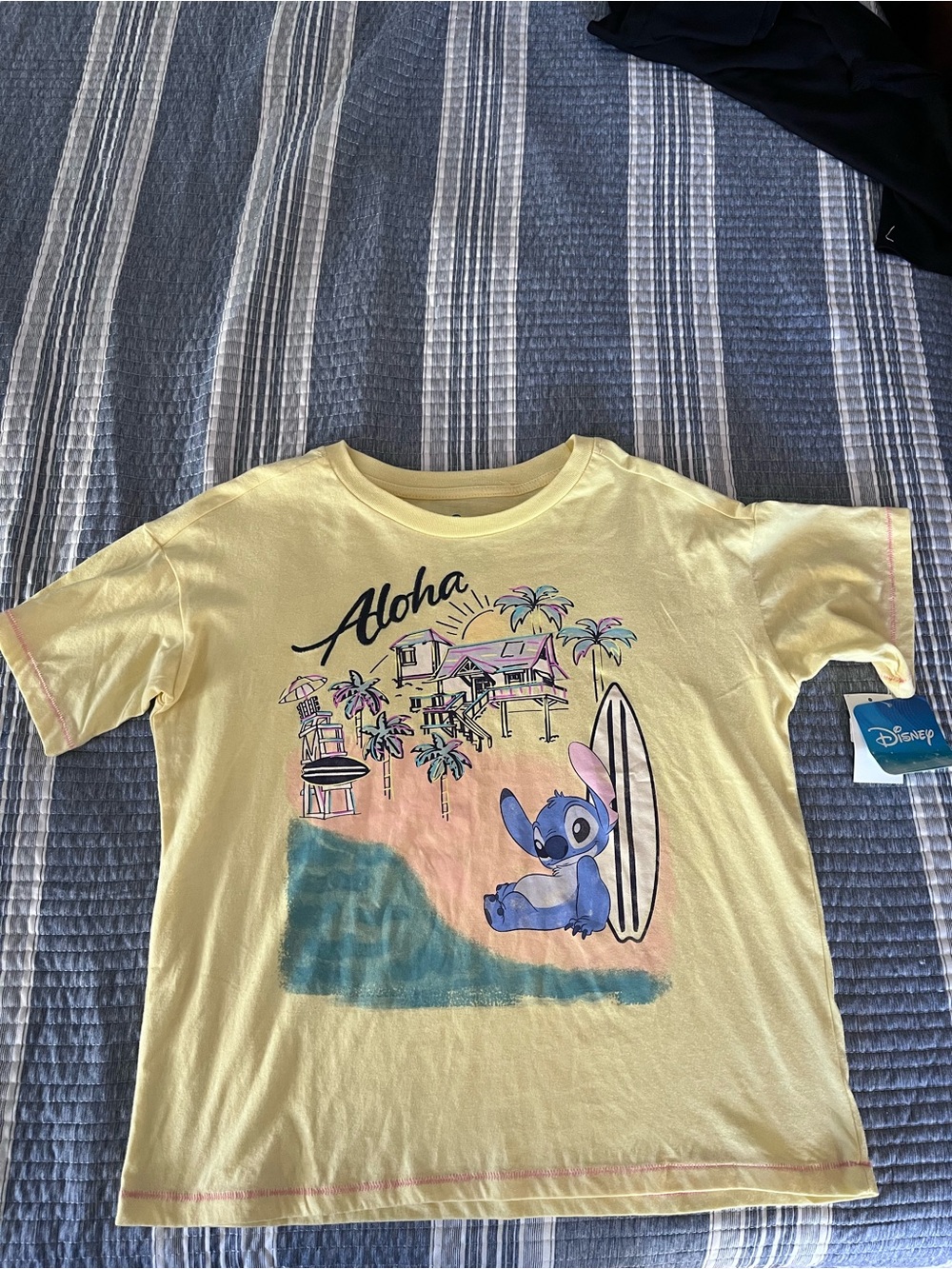 Disney Yellow Stitch Aloha Surf Graphic Tee